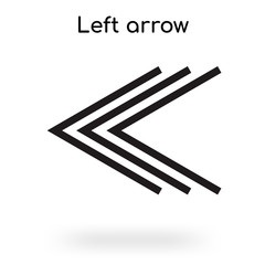 Left arrow icon vector sign and symbol isolated on white background, Left arrow logo concept