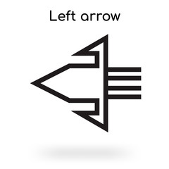 Left arrow icon vector sign and symbol isolated on white background, Left arrow logo concept