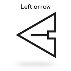 Left arrow icon vector sign and symbol isolated on white background, Left arrow logo concept