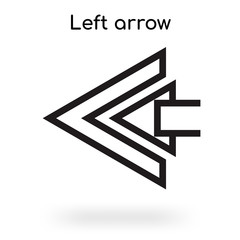 Left arrow icon vector sign and symbol isolated on white background, Left arrow logo concept