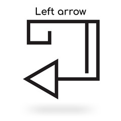 Fototapeta na wymiar Left arrow icon vector sign and symbol isolated on white background, Left arrow logo concept