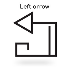 Fototapeta premium Left arrow icon vector sign and symbol isolated on white background, Left arrow logo concept