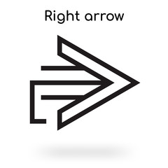 Right arrow icon vector sign and symbol isolated on white background, Right arrow logo concept