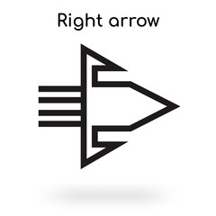 Right arrow icon vector sign and symbol isolated on white background, Right arrow logo concept