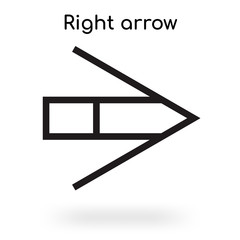 Right arrow icon vector sign and symbol isolated on white background, Right arrow logo concept