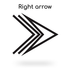 Right arrow icon vector sign and symbol isolated on white background, Right arrow logo concept