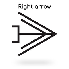 Right arrow icon vector sign and symbol isolated on white background, Right arrow logo concept