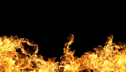 Fire flames on a black background