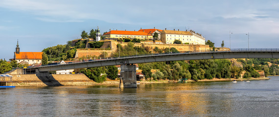 View on Petrovaradin fortress over Danube river, Novi Sad, Serbia - obrazy, fototapety, plakaty