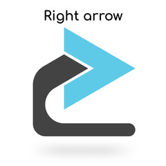 Right arrow icon vector sign and symbol isolated on white background, Right arrow logo concept