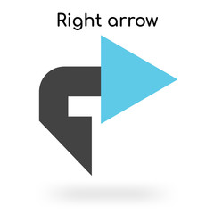 Right arrow icon vector sign and symbol isolated on white background, Right arrow logo concept
