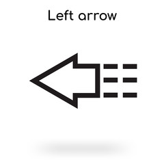 Left arrow icon vector sign and symbol isolated on white background, Left arrow logo concept