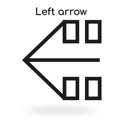 Left arrow icon vector sign and symbol isolated on white background, Left arrow logo concept