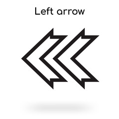 Left arrow icon vector sign and symbol isolated on white background, Left arrow logo concept