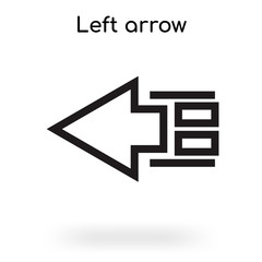 Left arrow icon vector sign and symbol isolated on white background, Left arrow logo concept