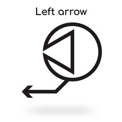 Left arrow icon vector sign and symbol isolated on white background, Left arrow logo concept