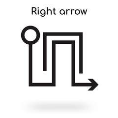 Right arrow icon vector sign and symbol isolated on white background, Right arrow logo concept
