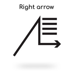 Right arrow icon vector sign and symbol isolated on white background, Right arrow logo concept