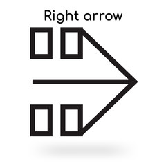 Right arrow icon vector sign and symbol isolated on white background, Right arrow logo concept