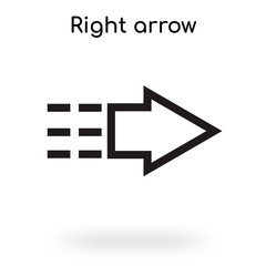 Right arrow icon vector sign and symbol isolated on white background, Right arrow logo concept
