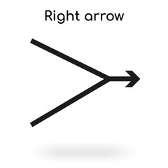 Right arrow icon vector sign and symbol isolated on white background, Right arrow logo concept