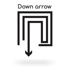 Down arrow icon vector sign and symbol isolated on white background, Down arrow logo concept
