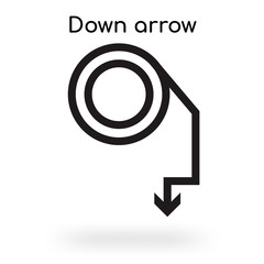 Down arrow icon vector sign and symbol isolated on white background, Down arrow logo concept