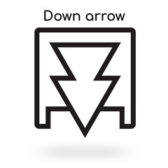 Down arrow icon vector sign and symbol isolated on white background, Down arrow logo concept