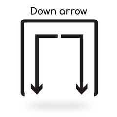 Down arrow icon vector sign and symbol isolated on white background, Down arrow logo concept