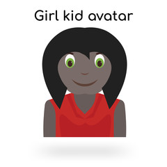 Girl kid avatar icon vector sign and symbol isolated on white background, Girl kid avatar logo concept