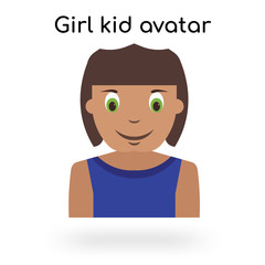 Girl kid avatar icon vector sign and symbol isolated on white background, Girl kid avatar logo concept