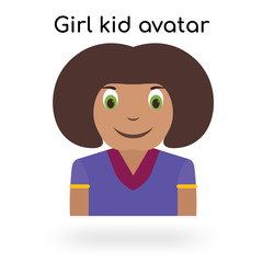 Girl kid avatar icon vector sign and symbol isolated on white background, Girl kid avatar logo concept
