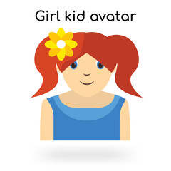 Girl kid avatar icon vector sign and symbol isolated on white background, Girl kid avatar logo concept