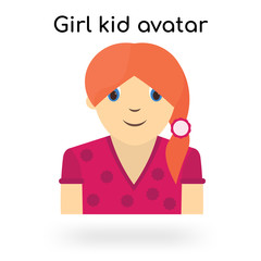Girl kid avatar icon vector sign and symbol isolated on white background, Girl kid avatar logo concept