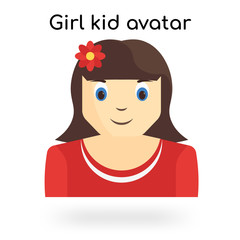 Girl kid avatar icon vector sign and symbol isolated on white background, Girl kid avatar logo concept