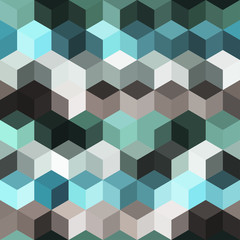 Hexagon grid seamless vector background. Minimal polygons with six corners geometric graphic design. Trendy colors hexagon cells pattern for flyer or cover. Honeycomb cube shapes mosaic.