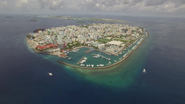Stunning aerial of Male island, tropical island - Male city, Maldives Island