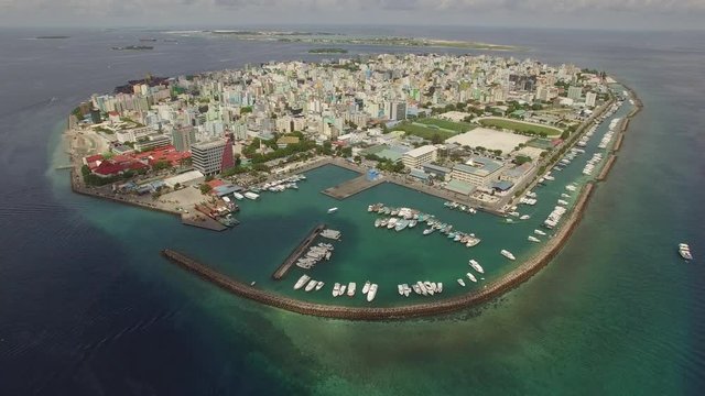 Stunning aerial of Male island, tropical island - Male city, Maldives Island