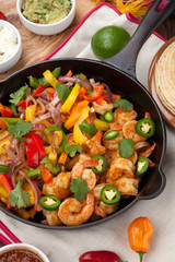 Shrimp Fajitas In Cast Iron Skillet