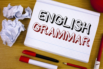 Text sign showing English Grammar. Conceptual photo Language Knowledge School Education Literature Reading.