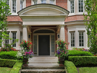 front door of house with large portico