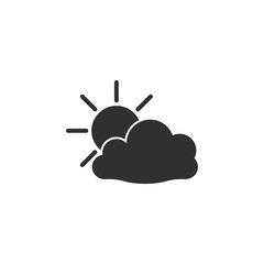 Sunny sun shine cloud weather vector icon with the sun behind clouds