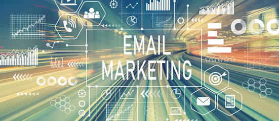 Email marketing with abstract high speed technology POV motion blurred image