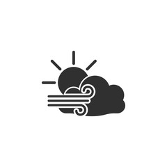 cloudy, sun with wind icon