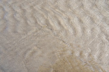Sea water flow through the sand.  Top view. space for your text, Too soft, Abstract background.