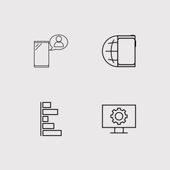 Data Analytics simple linear icons set. Outlined vector icons