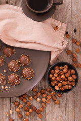 Chocolate truffles with caramel cream filling.