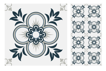 vintage tiles Portuguese patterns antique seamless design in Vector illustration