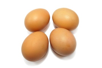 Top view of egg  isolated on white background. Copy space, eight