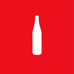 beer bottle. white icon on red background